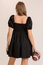 Football Embroidered Game Day Puff Sleeve Dress