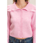 Ruffled Collar Knit Cardigan