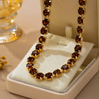 Brass & Multi-Color Glass Crystal Tennis Necklace | 80N93702