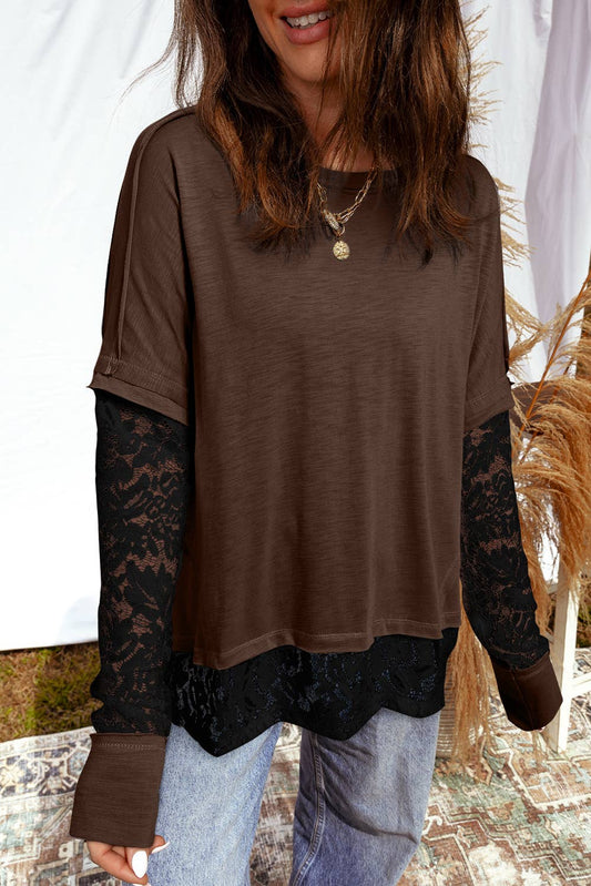 Lace + Espresso Top