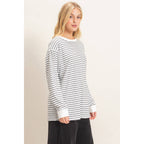 Striped Long Sleeve Crew Neck Top