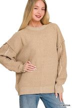 Exposed Seam Drop Shoulder Oversized Sweater