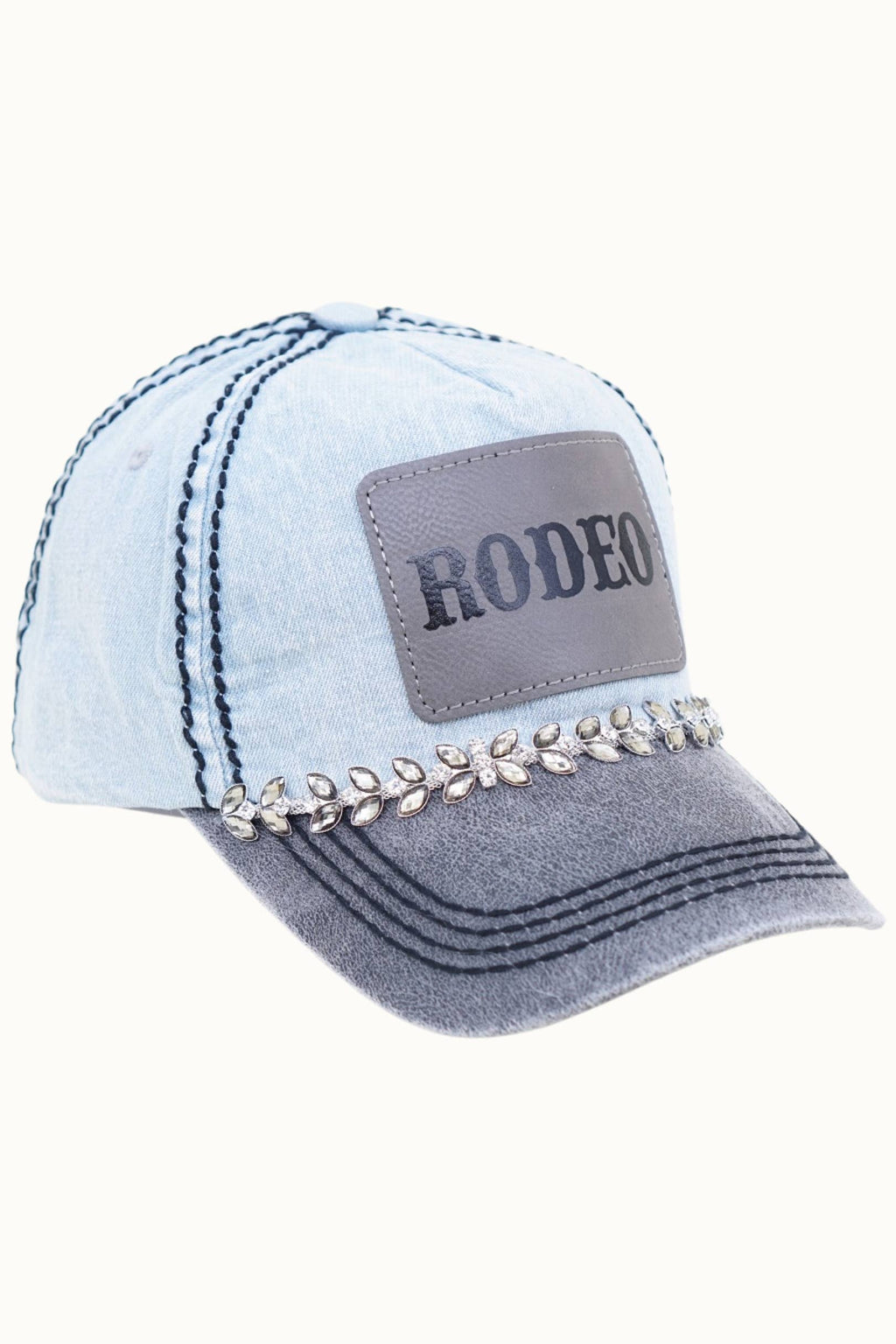 RODEO Two-Toned Dad Cap with Vegan Leather Bill +Leatherette