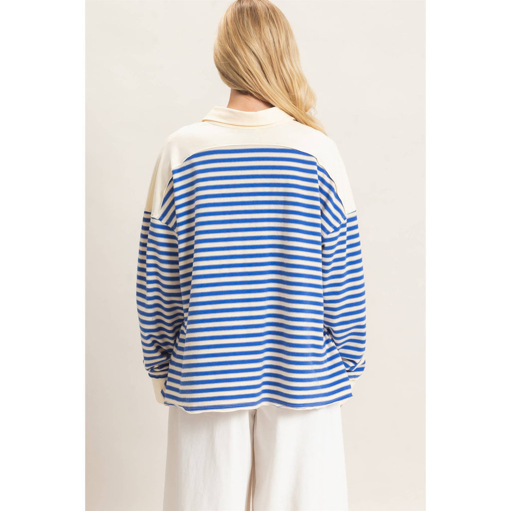 Striped Henley Sweatshirt