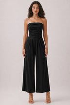 JR16435F - TUBE TOP W/SHIRRING PALAZZO ROMPER