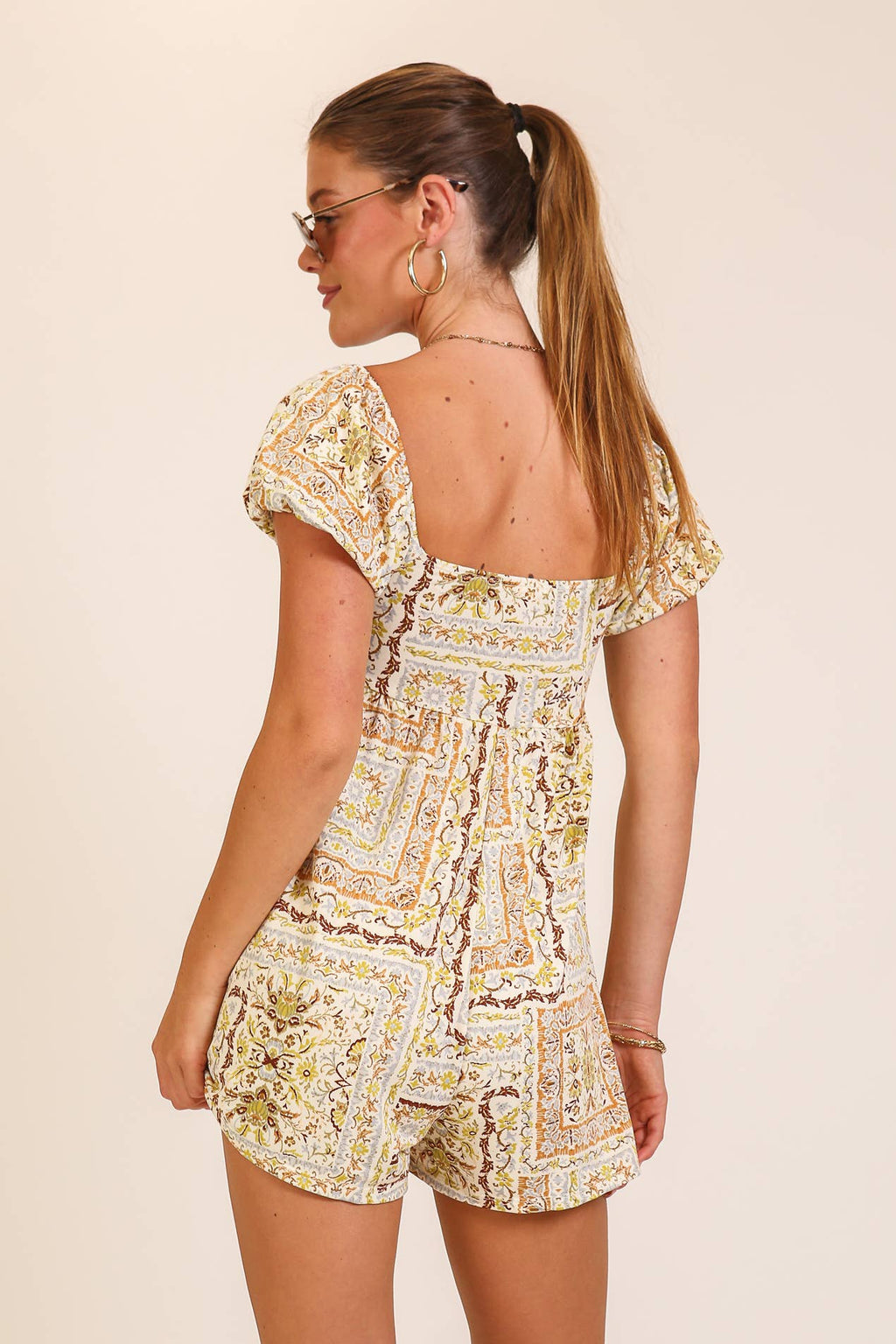 Boho Patchwork Print Smocked Romper