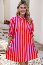 Red + Pink Striped Dress