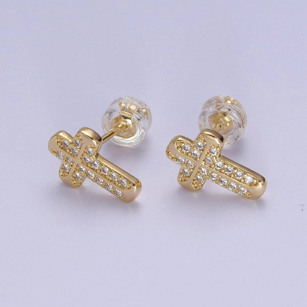 18K Gold Filled Cross Stud Earrings