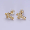 18K Gold Filled Cross Stud Earrings