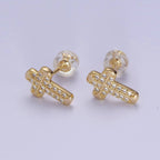 18K Gold Filled Cross Stud Earrings