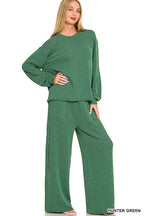 Raised Rib Round Neck Pullover & Pants 2PC Set