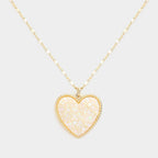 Druzy Heart Pendant Necklace