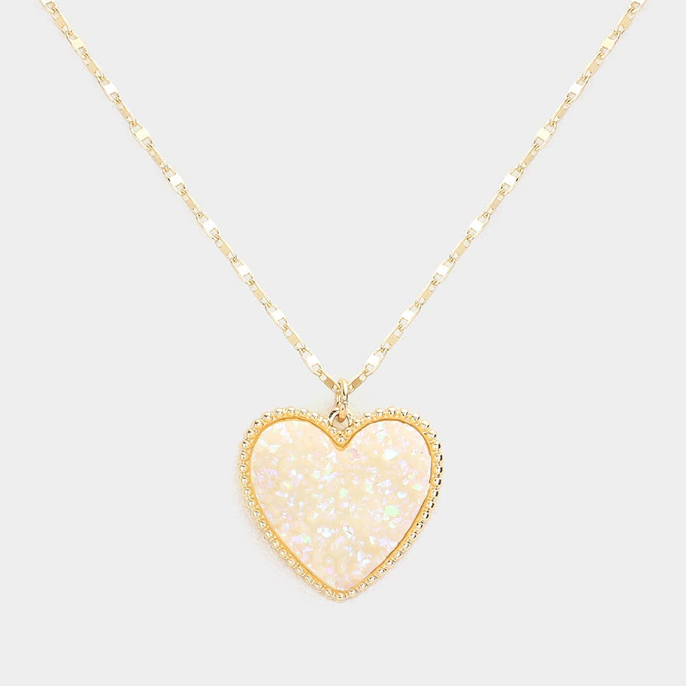 Druzy Heart Pendant Necklace