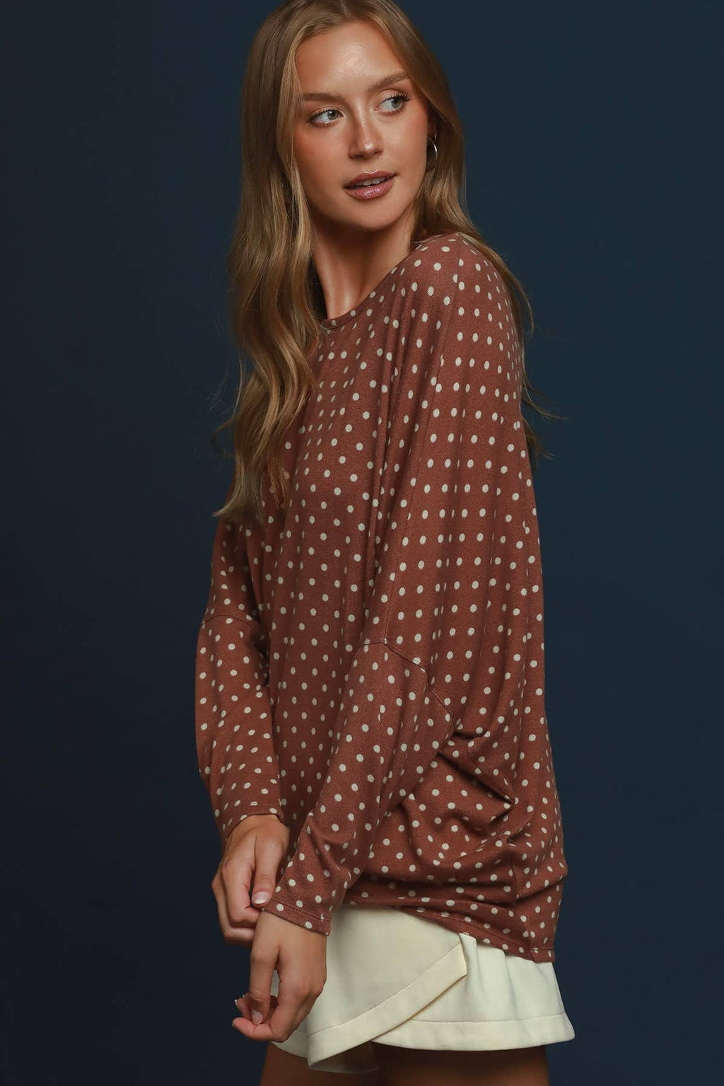 Polka Dot Knit Oversized Top