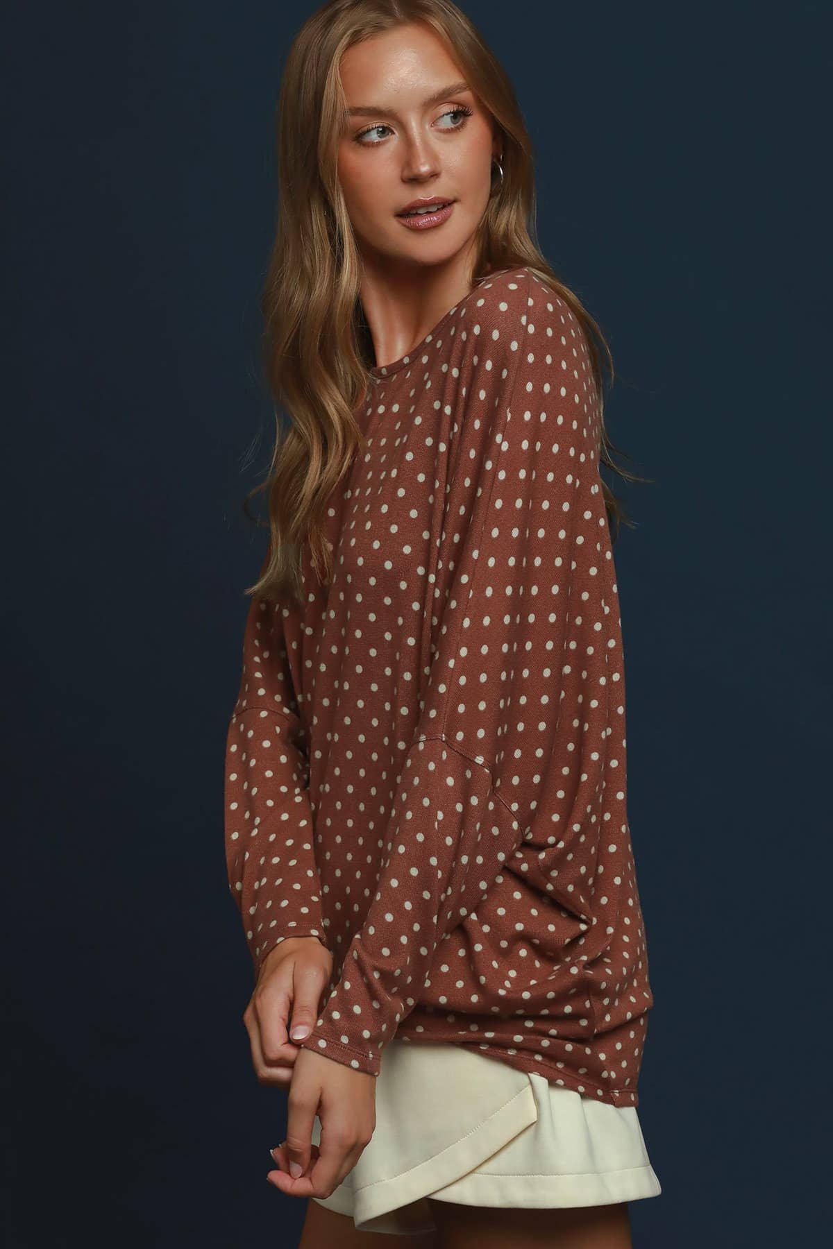 Polka Dot Knit Oversized Top