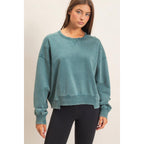 Acid Wash Seam Detail Crew Neck Sweatshirt