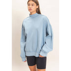 Acid Washed Mock Neck Sweatshirt