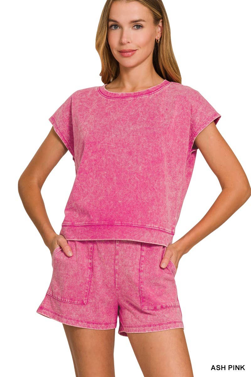 Premium Cotton Washed Sleeveless Top Shorts Set