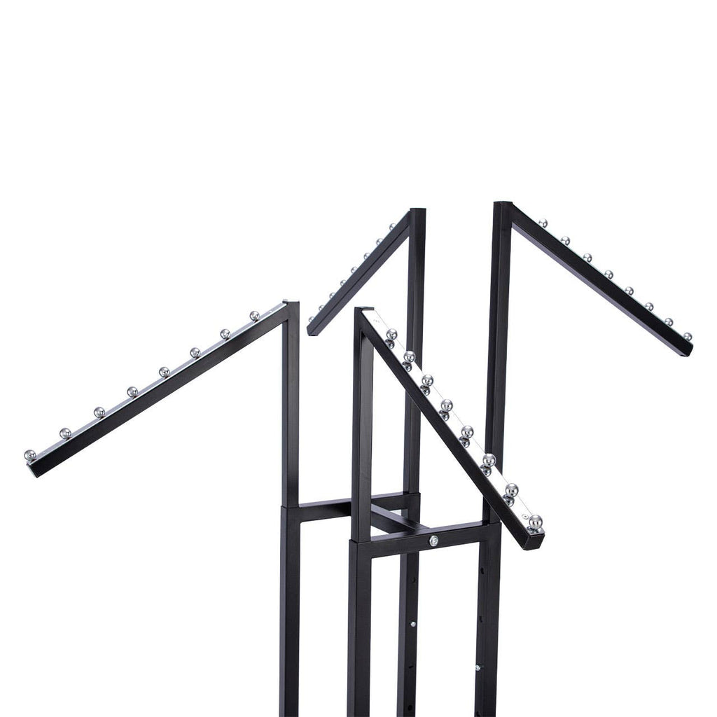 4-Way Black Clothing Rack With Slant Arms