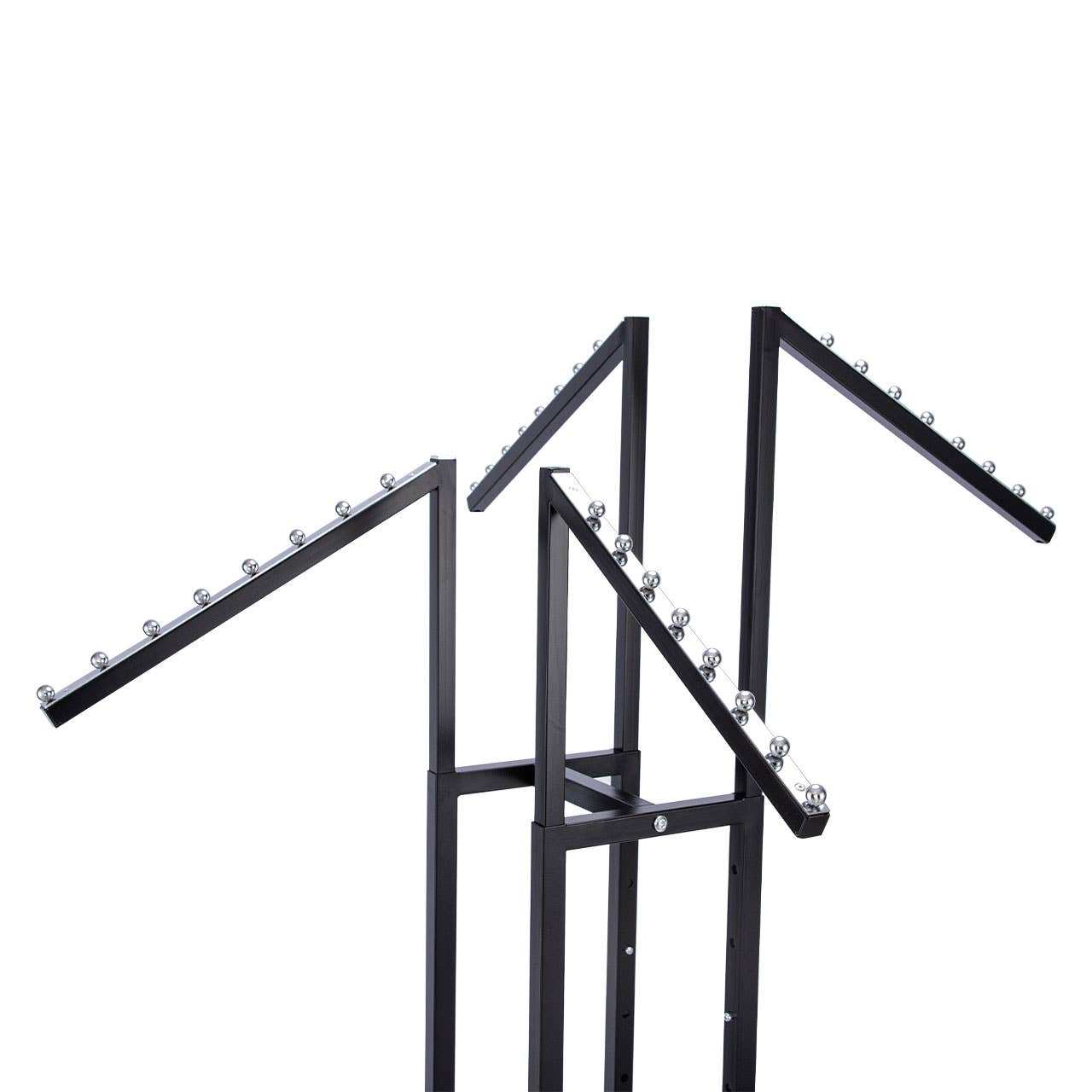 4-Way Black Clothing Rack With Slant Arms