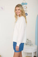 BEACH COWGIRL LONG SLEEVE KNIT TOP: LIGHT PINK