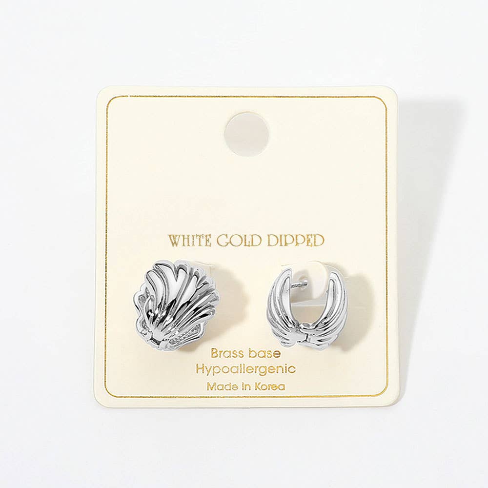 14K Gold Dipped Shell Huggie Earrings