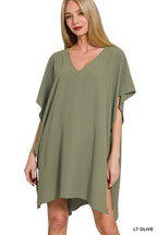 Woven Air Flow Tie Side Cover Up Dress