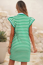 Stripe Collar Short Dress