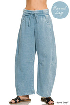 Barrel Leg Washed Sweatpants w/ Pockets