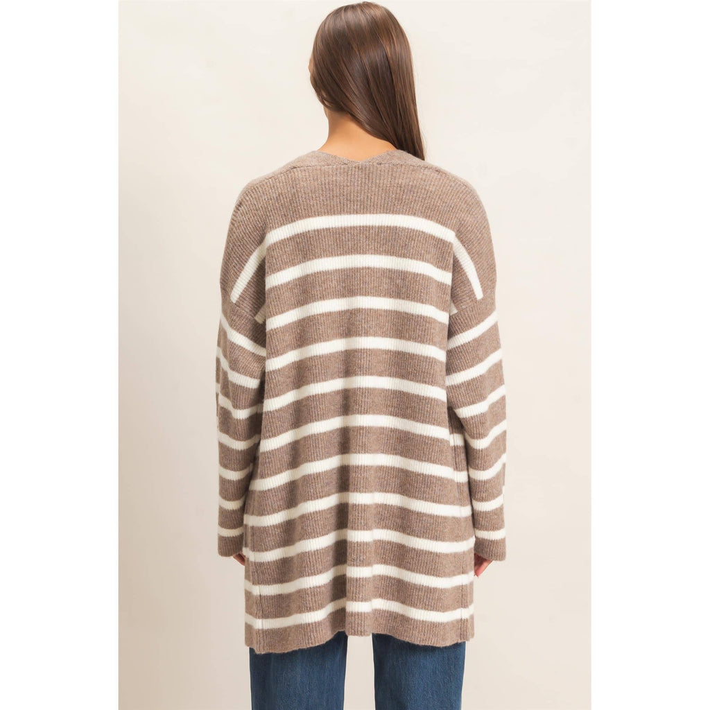 Open Front Stripe Cardigan