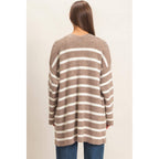 Open Front Stripe Cardigan