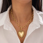 SPIKED HEART CHUNKY CHAIN TOGGLE NECKLACE | 40NK9575