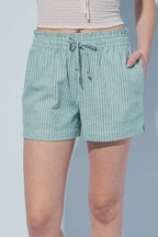 Striped Linen Blend Shorts