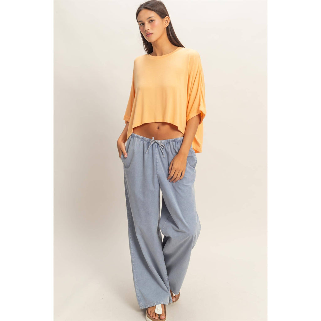 Relaxed High-Low Batwing Sleeve Top