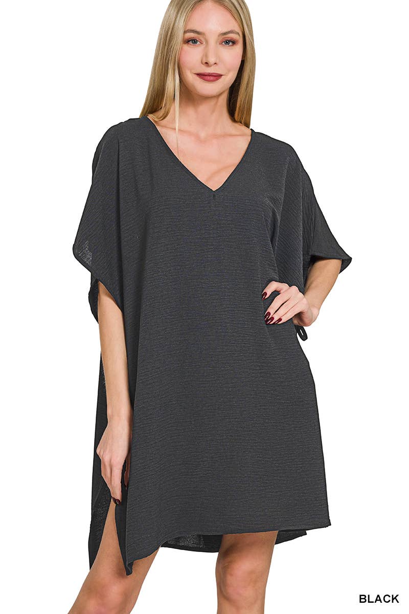 Woven Air Flow Tie Side Cover Up Dress