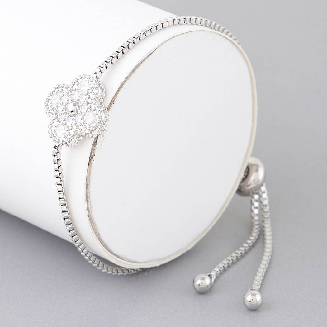 Bejeweled Clover Box Chain Bracelet