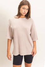 Mineral Wash Waffle Crew Neck Short Sleeve Top