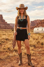 Square Neck Mini Romper Dress