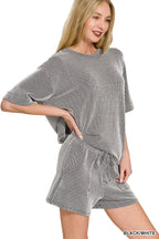 Corded Rib Short Sleeve Tee And Short Pants Set
