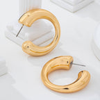 Bold Gold-Tone Chunky Tubular Open Hoop Earrings | 80E62231