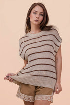 12W3319N-Striped Knit Sweater Vest Top