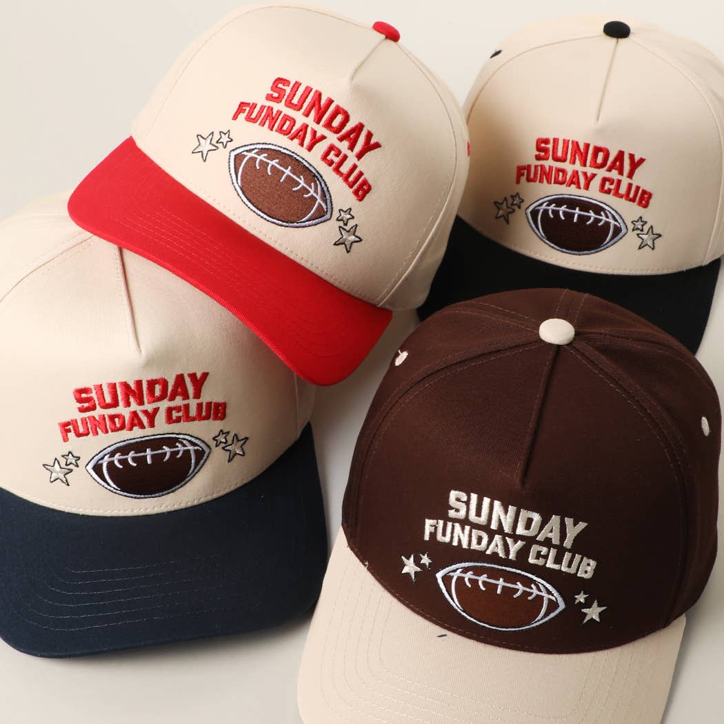 SUNDAY FUNDAY CLUB Embroidered Football Two-Tone Trucker Hat
