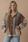 Two-tone Leopard Print Color Block Jacket