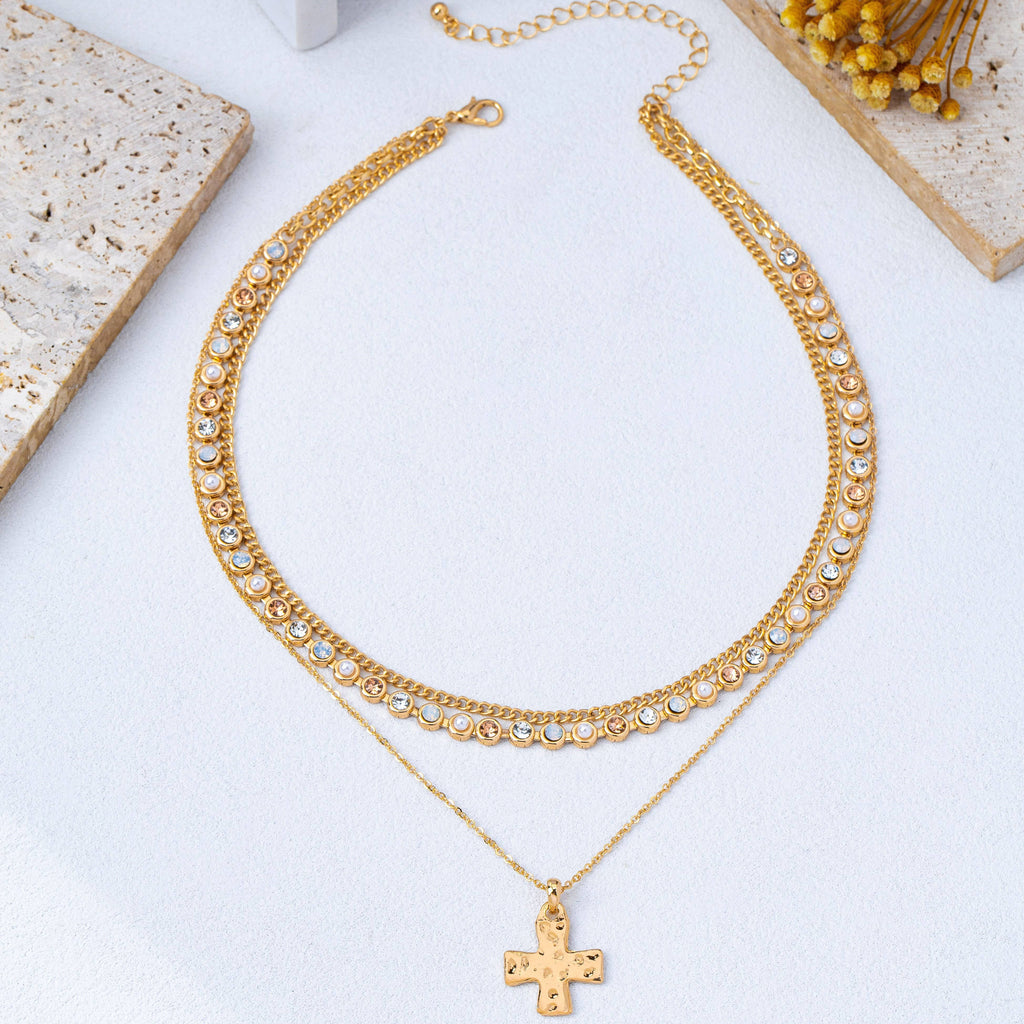 Multi-Layered Cross Pendant Necklace | 80N93429