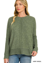 Brushed Melange Hacci Center Seam Oversized Sweater
