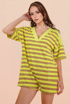 NP70994-Stripe Casual Knit Romper