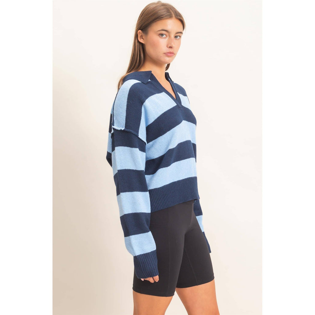 Rugby Stripe Polo Sweater