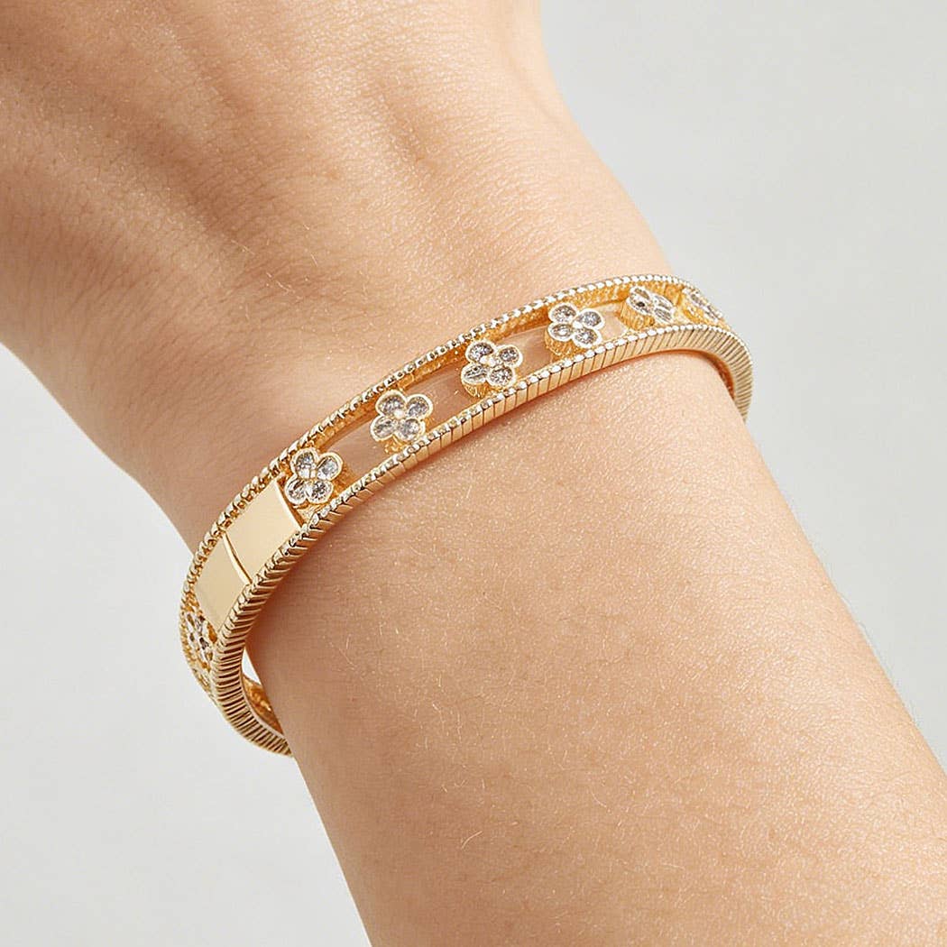 Multi Bejeweled Open Clover Bracelet