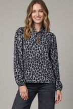 Animal Print Neck Bow Top