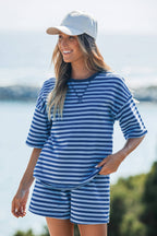 Dropped Shoulder Tee Loose 2pcs Short Set S-4X